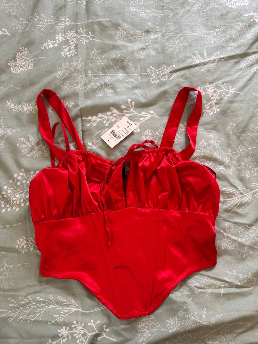 Windsor Red Satin Corset Crop Top